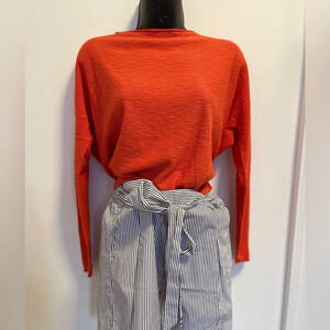 Vince Red Orange Long Sleeve Lightweight Sweater Womens